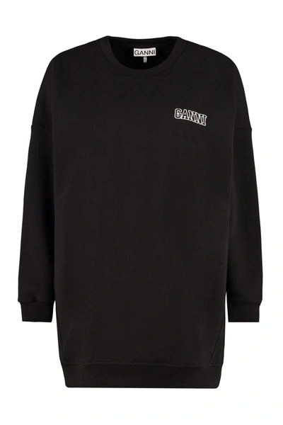 Shop Ganni Software Oversize Cotton Sweatshirt In Black