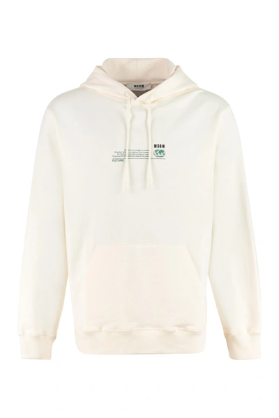 Shop Msgm Cotton Hoodie In Panna