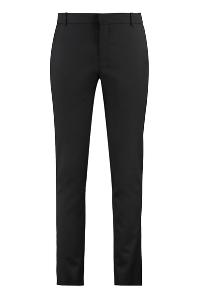 Shop Balmain Wool Trousers In Black