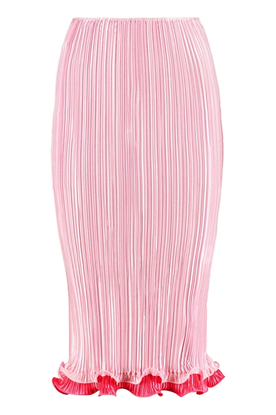 Shop Versace Pleated Pencil Skirt In Pink