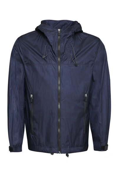Shop Add Hooded Techno Fabric Raincoat In Blue