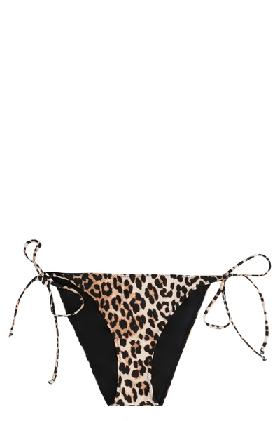 Shop Ganni Tie Side Bikini Hipster In Animalier