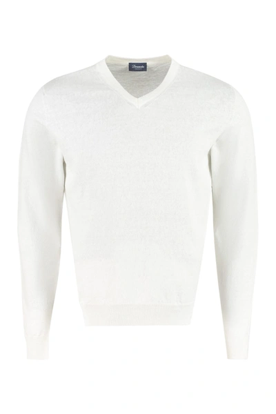 Shop Drumohr Linen Sweater In Panna