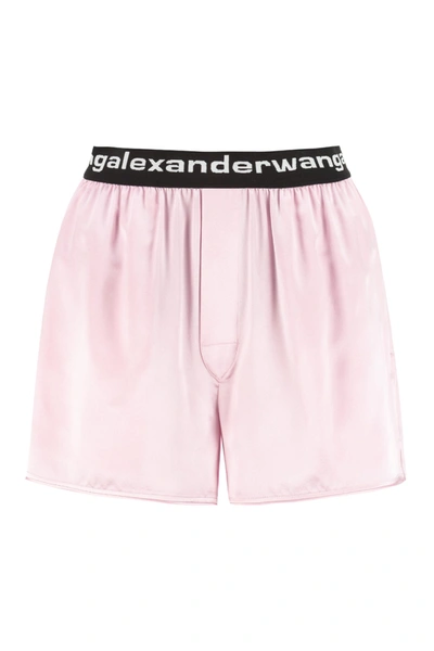 Shop Alexander Wang Silk Satin Shorts In Pink