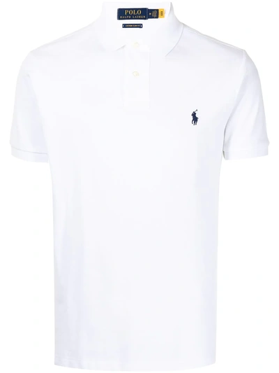 Shop Polo Ralph Lauren Embroidered Logo Short-sleeve Polo Shirt In 白色