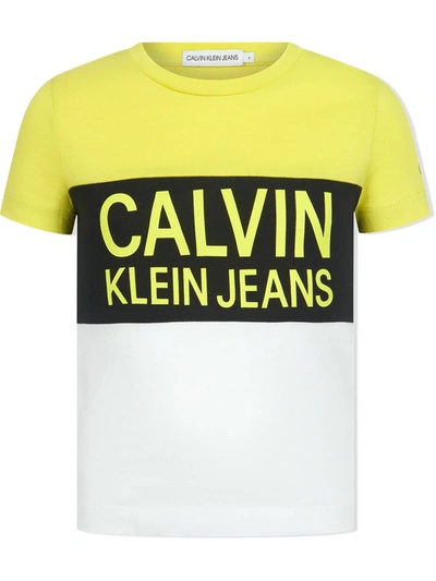 Calvin Klein Kids T-shirt Colour Block Logo For Boys In 黄色