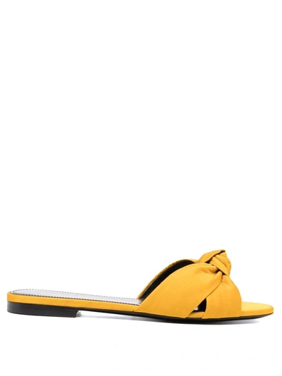 Shop Saint Laurent Bianca Knot Detail Sandals In 黄色