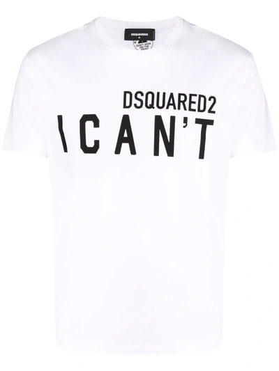 Shop Dsquared2 I Can't Logo T-shirt In 白色