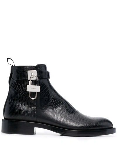 Shop Givenchy Padlock-detail Ankle Boots In 黑色
