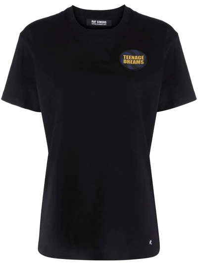 Shop Raf Simons Patch-detail Cotton T-shirt In Black
