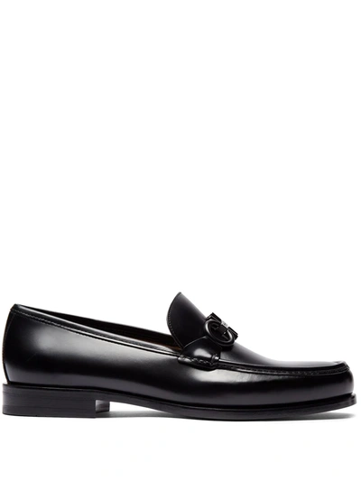 Shop Ferragamo Rolo Gancini Loafers In Black