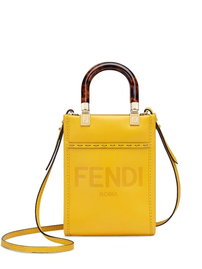 Shop Fendi Mini Sunshine Shopper Bag In Yellow