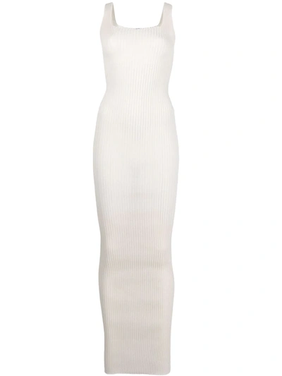 Shop A. Roege Hove Ribbed-knit Square-neck Dress In Neutrals