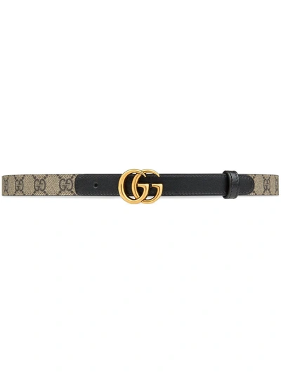 Shop Gucci Gg Marmont Slim Belt In Neutrals
