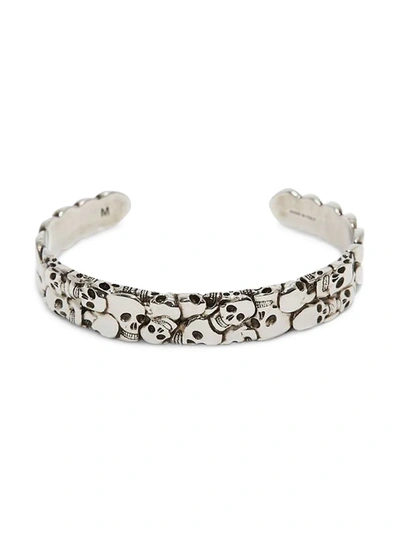 Shop Mcq By Alexander Mcqueen Engraved Skull Cuff In Silver