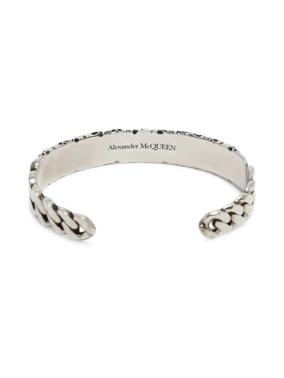 Shop Mcq By Alexander Mcqueen Engraved Skull Cuff In Silver