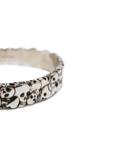Shop Mcq By Alexander Mcqueen Engraved Skull Cuff In Silver