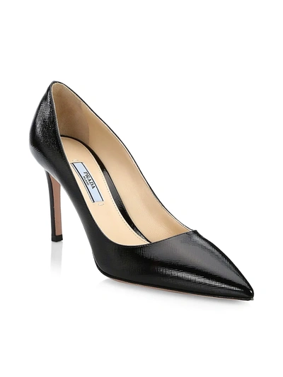 Shop Prada Women's Patent Leather Pumps In Nude