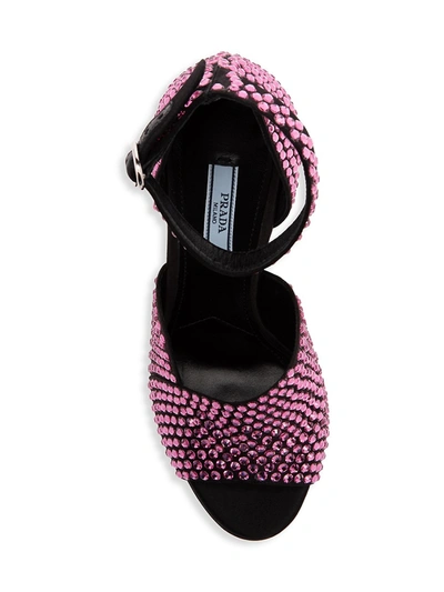 Shop Prada Women's Crystal-embellished Satin Ankle-strap Sandals In Rosa