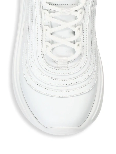 Shop Miu Miu Women's Silver Miu Jewelled Chunky Leather Sneakers In Bianco
