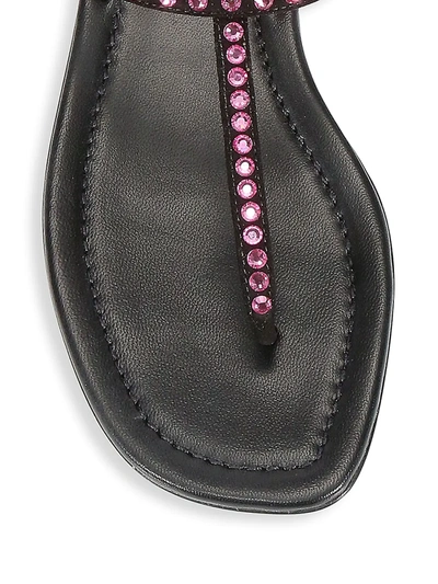 Shop Prada Women's Crystal-embellished Leather Thong Sandals In Rosa