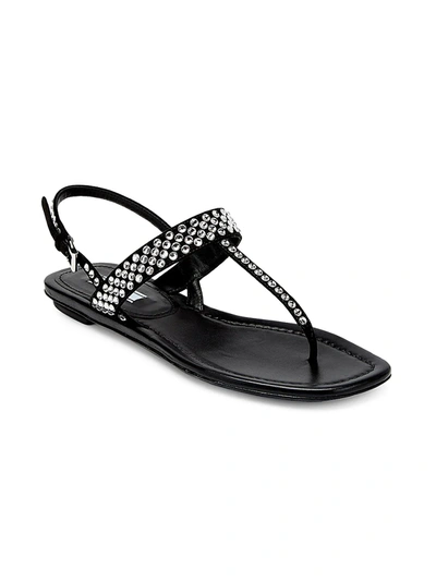 Shop Prada Women's Crystal-embellished Leather Thong Sandals In Rosa