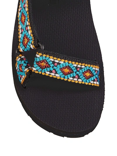 Shop Prada Women's Embroidered Platform Sport Sandals In Turchese