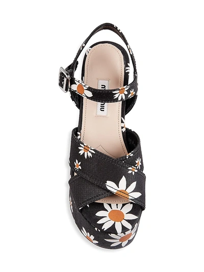 Shop Miu Miu Women's Floral Platform Sandals In Black