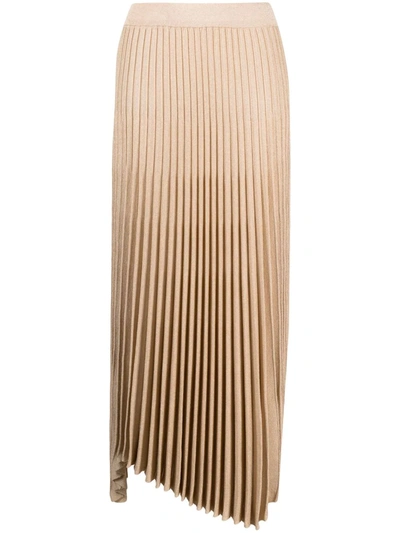 Shop Mrz Asymmetrical Pleated Skirt In Nude