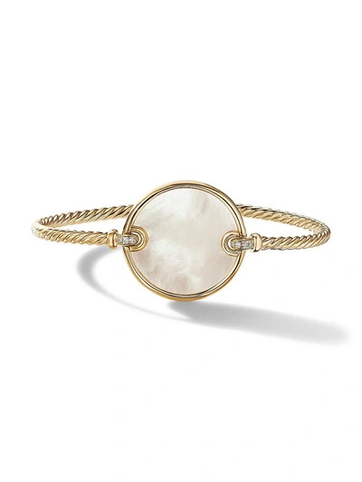 Shop David Yurman Women's Dy Elements Bracelet In 18k Yellow Gold With Mother-of-pearl & Pavé Diamonds In Mother Of Pearl