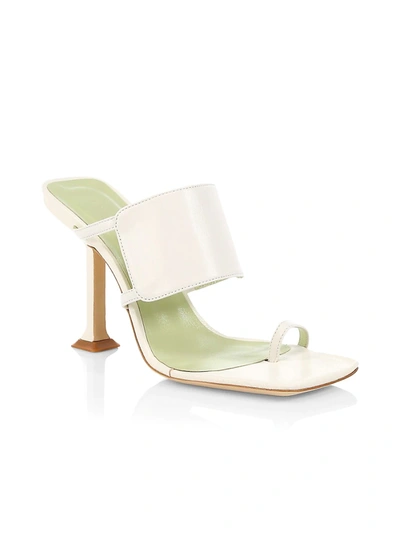 Shop By Far Gigi White Creased Leather Mules