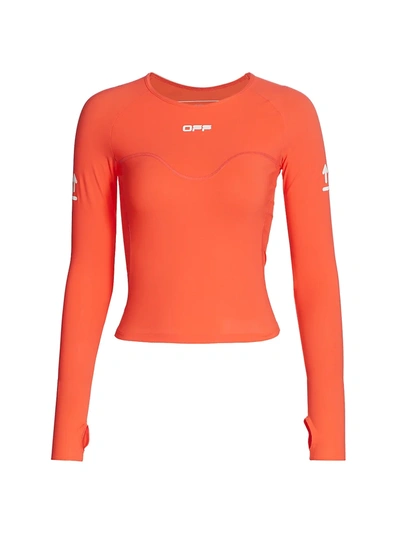 Shop Off-white Active Long Sleeve Top In Coral Red