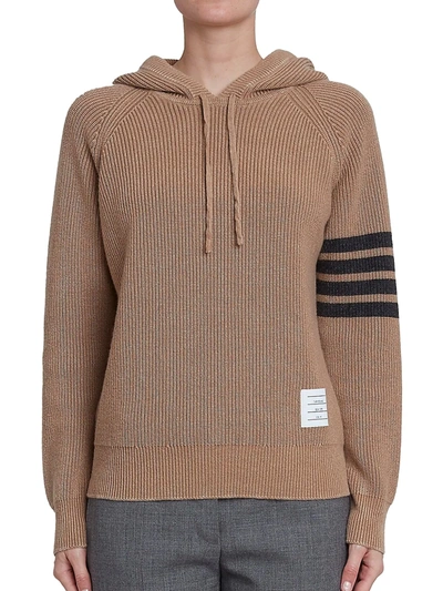 Shop Thom Browne Garment-dyed Cashmere Hoodie In Camel