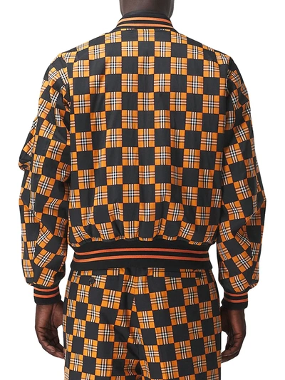 Shop Burberry Men's Brookland Plaid Bomber Jacket In Deep Orange