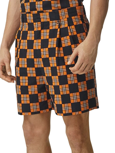 Shop Burberry Scott Cotton Shorts In Deep Orange
