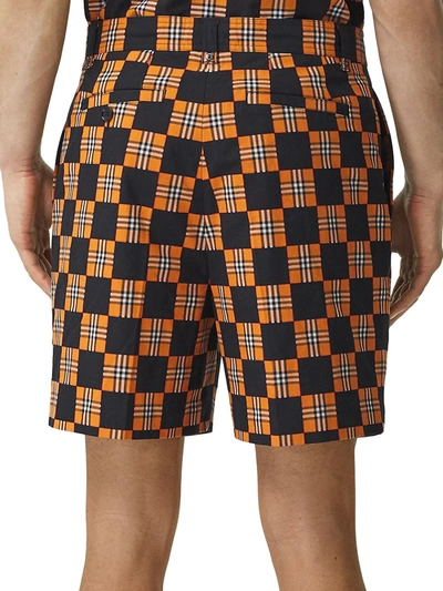 Shop Burberry Scott Cotton Shorts In Deep Orange