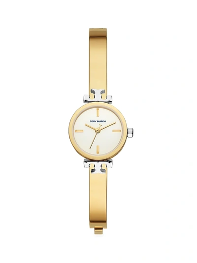 Shop Tory Burch The Kira Two-tone Stainless Steel Bracelet Watch In White Gold