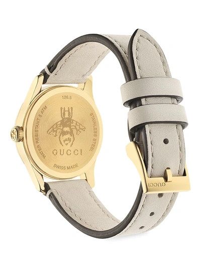 Shop Gucci Female G-timeless Bee Leather-strap Watch In White