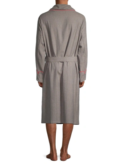 Shop Isaia Men's Herringbone Cotton Robe In Grey