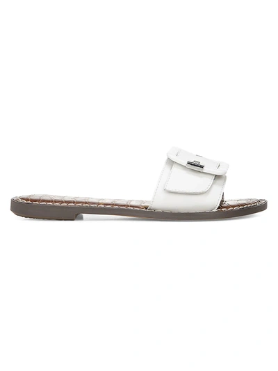 Shop Sam Edelman Granada Flat Leather Sandals In White