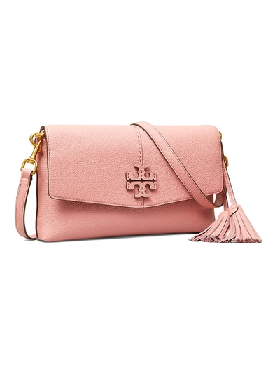 Shop Tory Burch Mcgraw Leather Crossbody Bag In Pink Magnolia