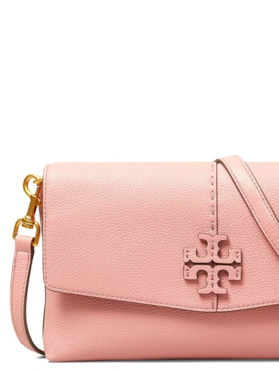 Shop Tory Burch Mcgraw Leather Crossbody Bag In Pink Magnolia