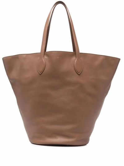 Shop Khaite Osa Medium Leather Tote Bag In Brown