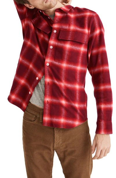 Shop Madewell Perdido Plaid Flannel Perfect Shirt In Red Glow