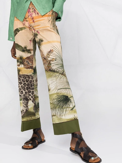 Shop F.r.s For Restless Sleepers Jaguar Printed Trousers In Green