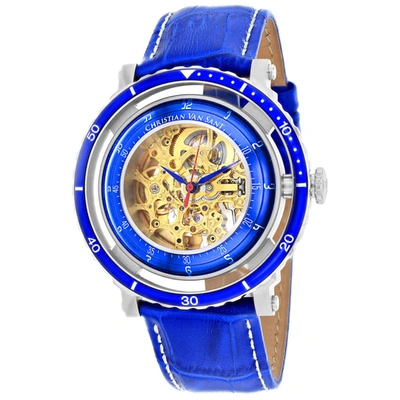 Shop Christian Van Sant Dome Automatic Gold Dial Men's Watch Cv0740 In Blue / Gold / Gold Tone