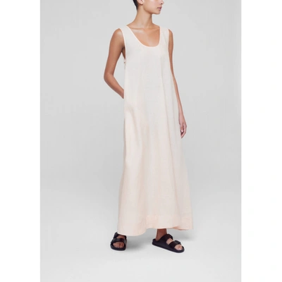 Asceno Capri Peach Organic Linen Scoop-neck Dress In Printed | ModeSens