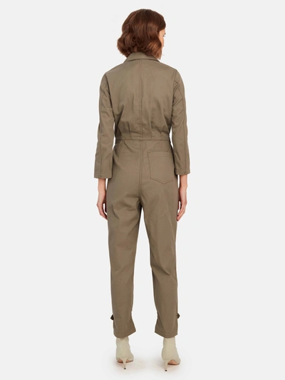 Shop Trave Giselle Button Front Jumpsuit In Green Fields