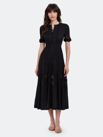 Shop Loveshackfancy Edie Empire Waist Midi Dress In Black