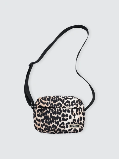 Shop Ganni Recycled Tech Fabric Bags Festival Bag In Leopard